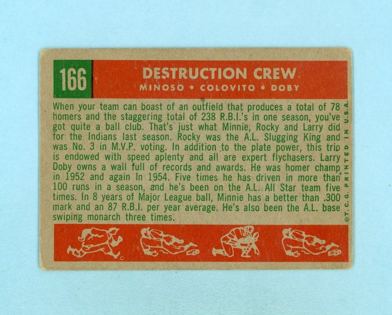 1959 Topps #166 Destruction Crew Minoso, Colavito, Doby Baseball Card VG twc rse