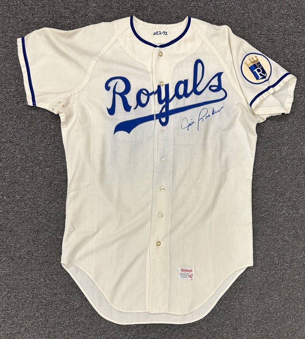 1972 Jim Rooker Kansas City Royals GAME USED SIGNED Home Flannel Jersey #25