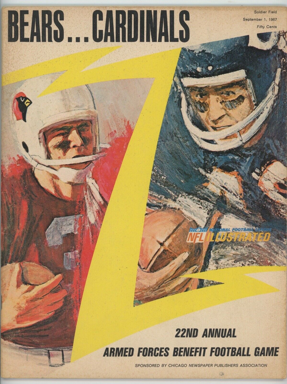 9/1/67 Chicago Bears vs St. Louis Cardinals • Armed Forces Benefit Game Program