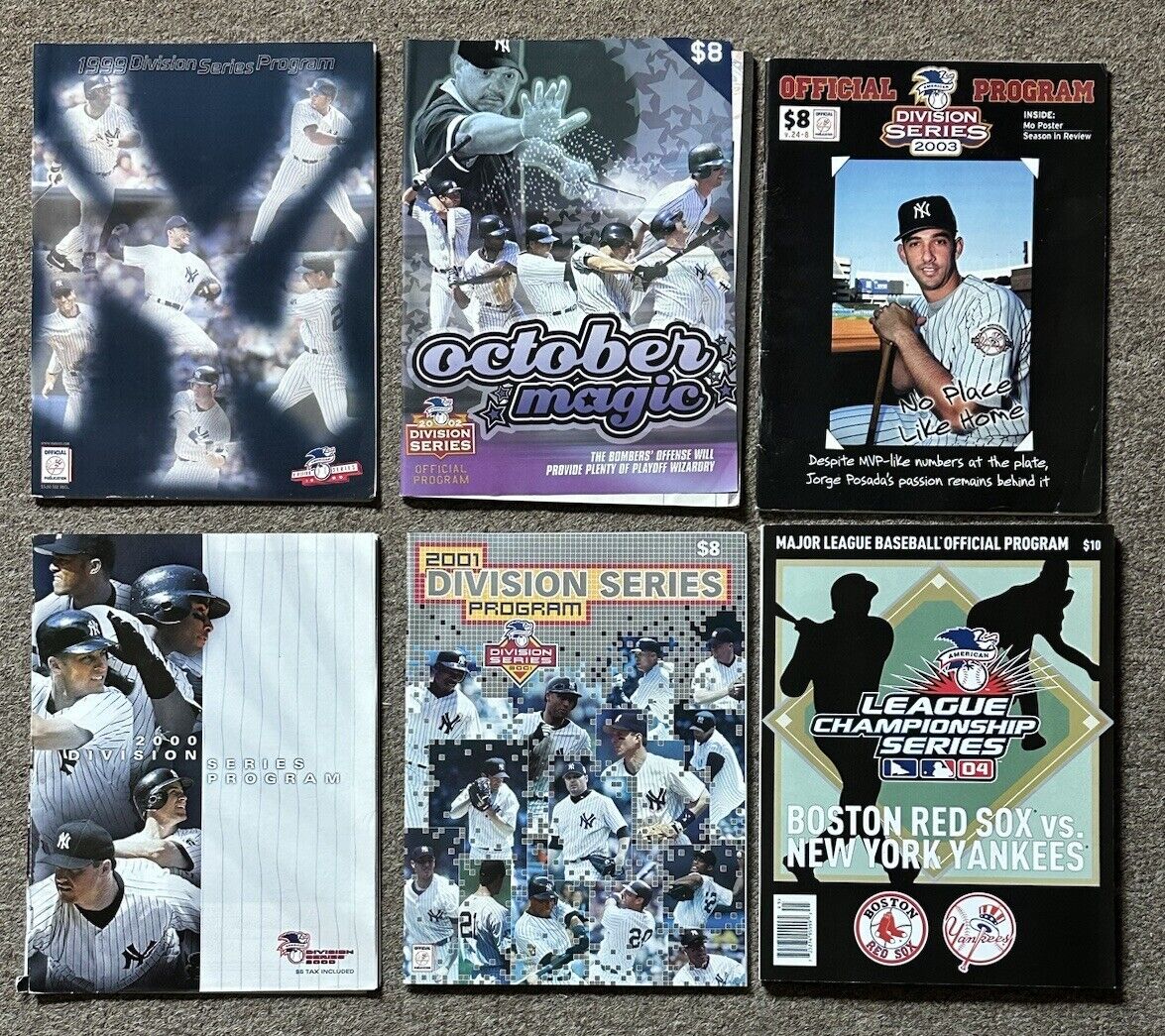 Lot of 6 Different 1999-2004 New York Yankees HOME Post-Season Baseball Programs