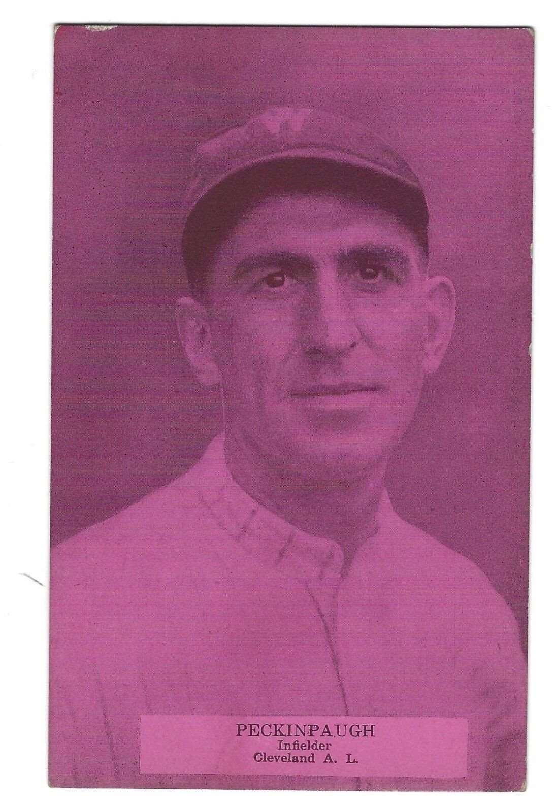 1925-31 Exhibit (postcard back, red tint) Roger Peckinpaugh Cleveland Indians  