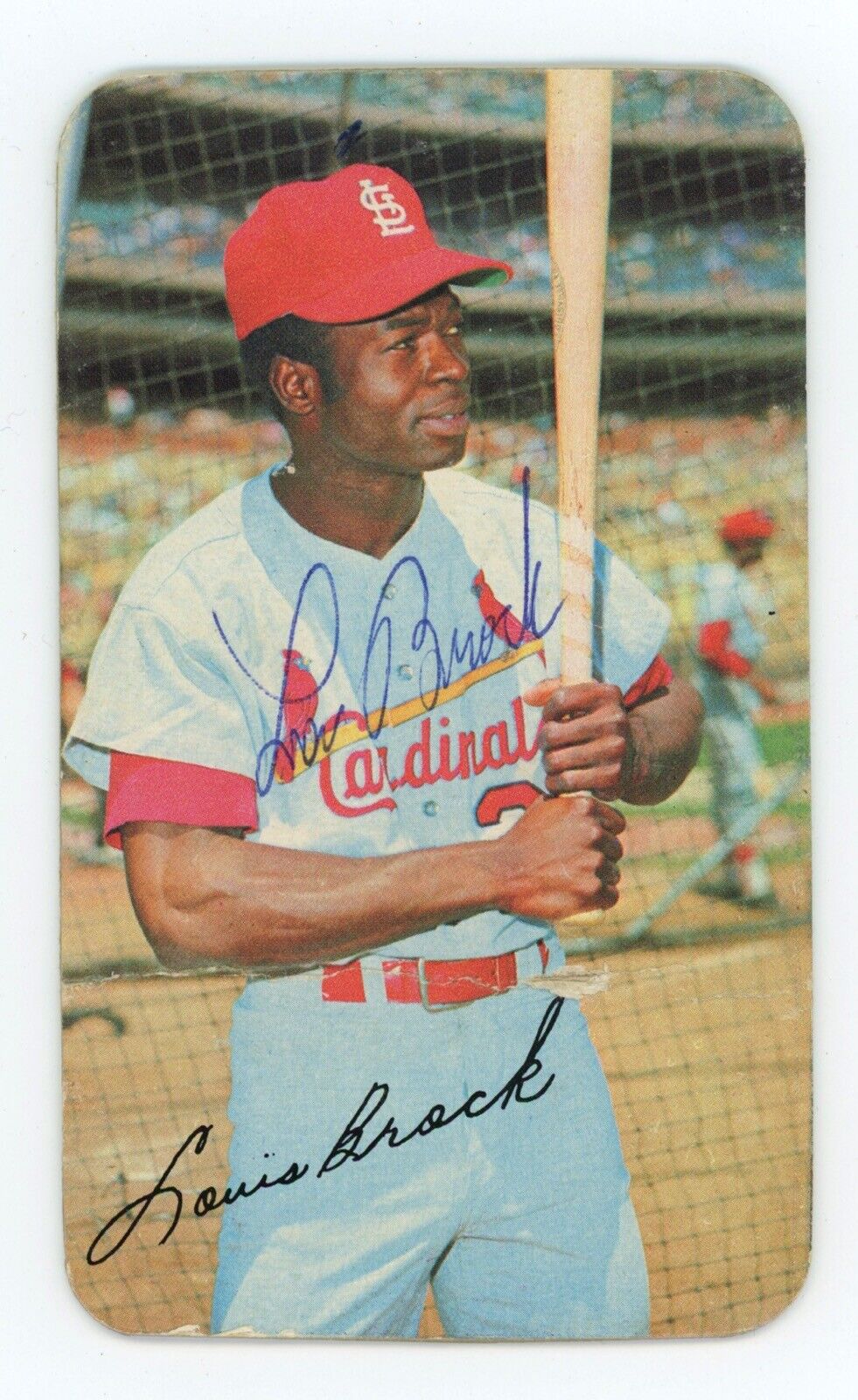 Lou Brock Signed 1970 Topps Super Card #11 Auto with B&E Hologram