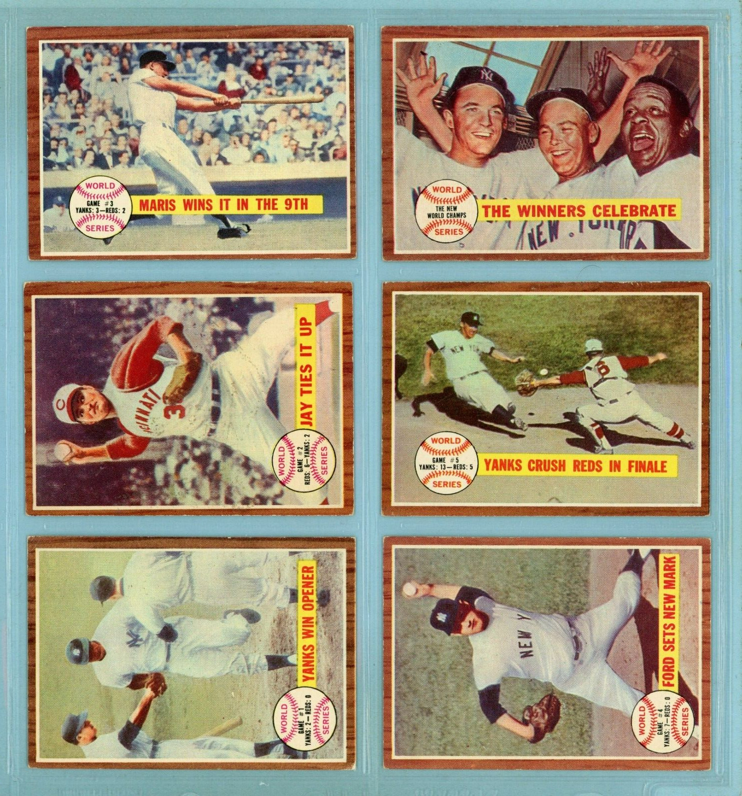 1962 Topps Set of 6 1961 World Series Special Baseball Cards EX