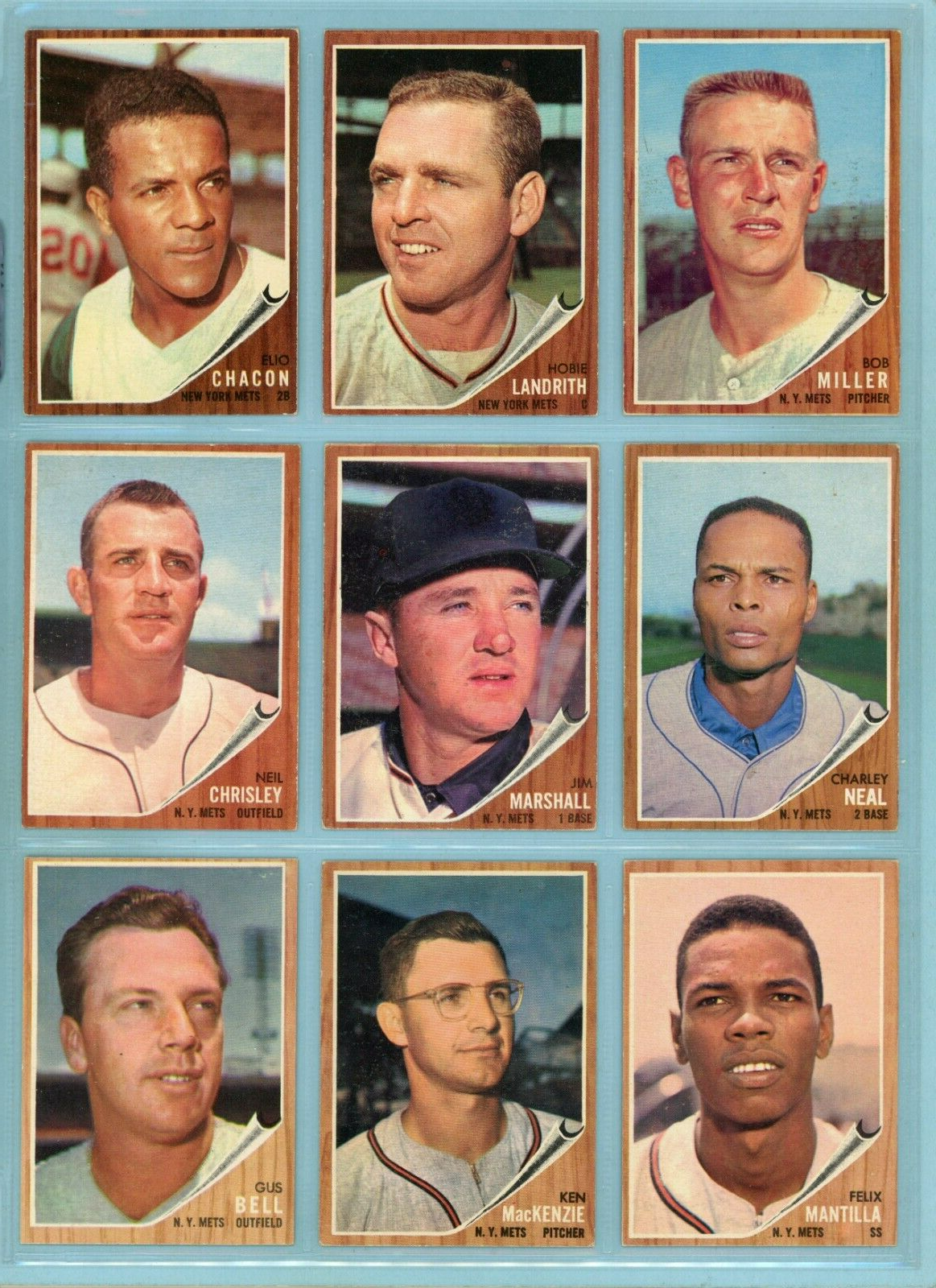 1962 Topps Lot of 20 Different New York Mets Baseball Cards Ex - Ex/Mt