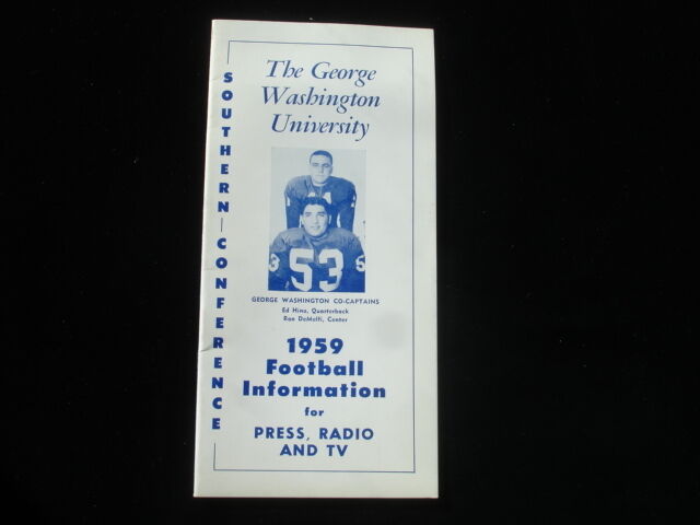 1959 George Washington University Colonials Football Official Media Guide EX+