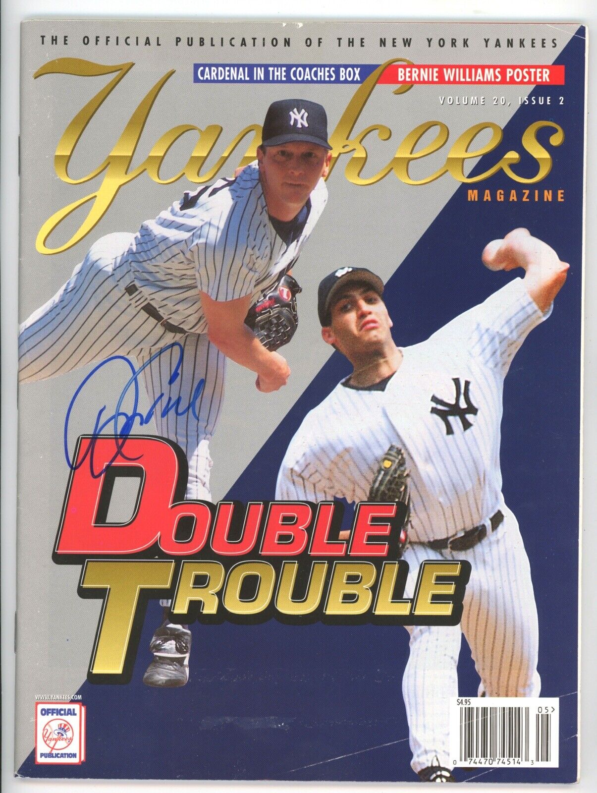 David Cone NY Yankees Signed May 1999 Yankees Magazine with B&E Hologram