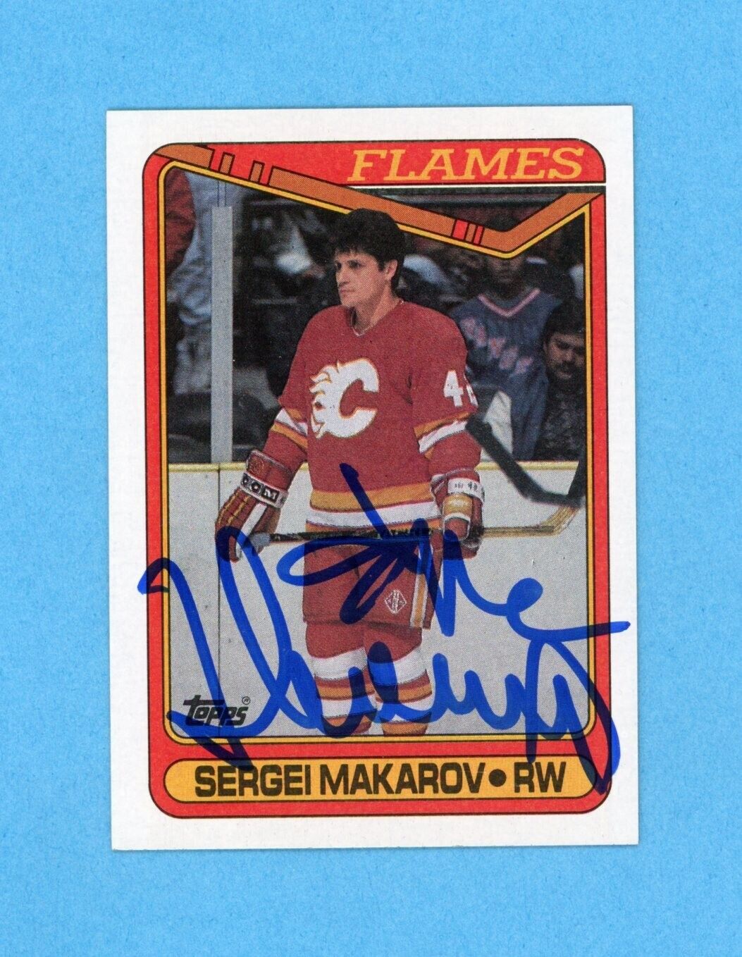 Sergei Makarov Calgary Flames 1990-91 Topps #60 Autographed Rookie Hockey Card