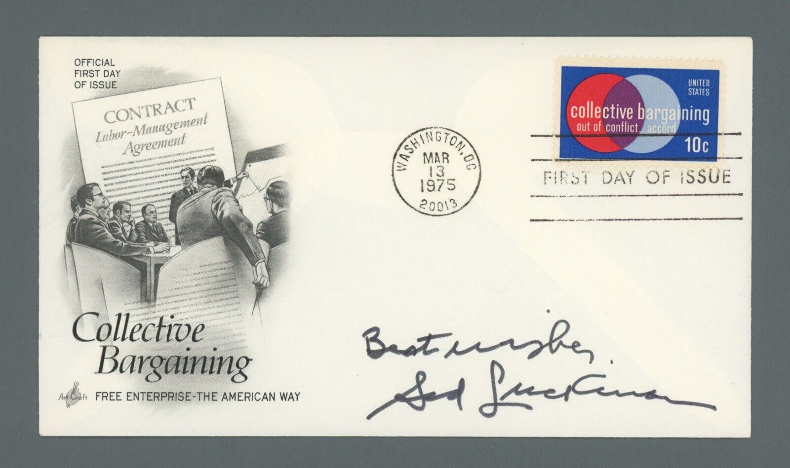 Sid Luckman Signed March 13, 1975 FDC Envelope Auto with B&E Hologram