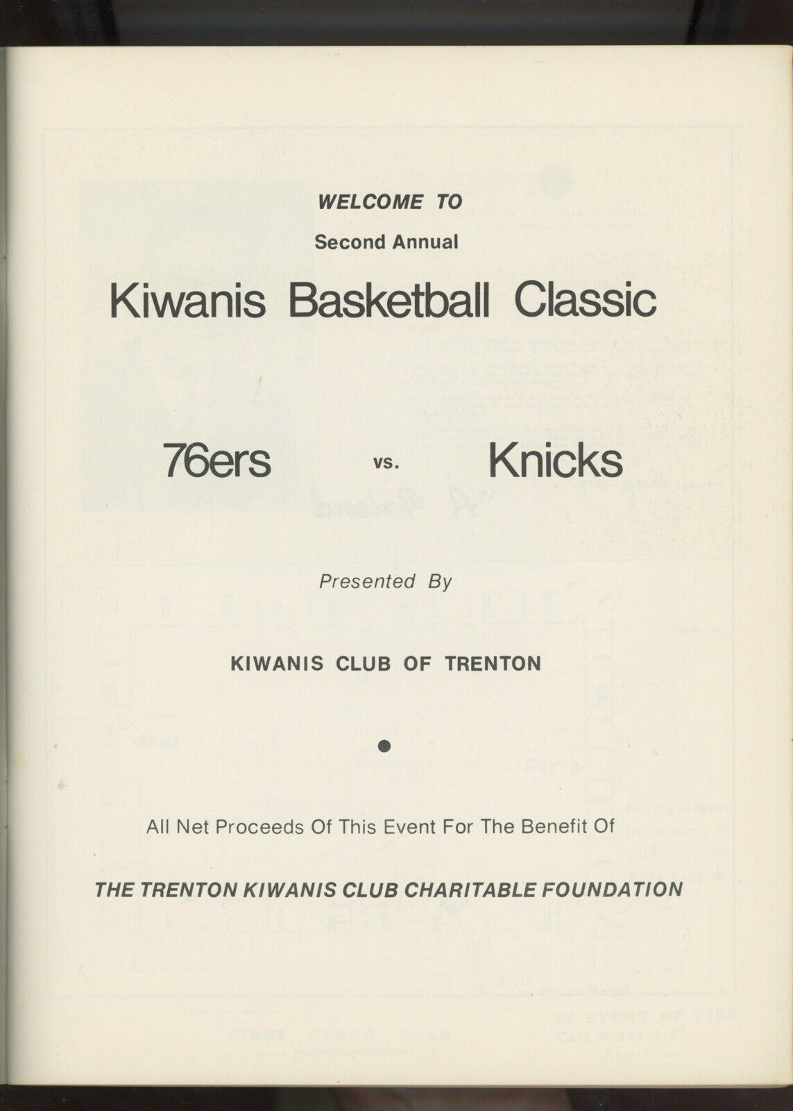 10/2/70 Phila. 76ers vs NY Knicks Kiwanis Club Preseason Game Program