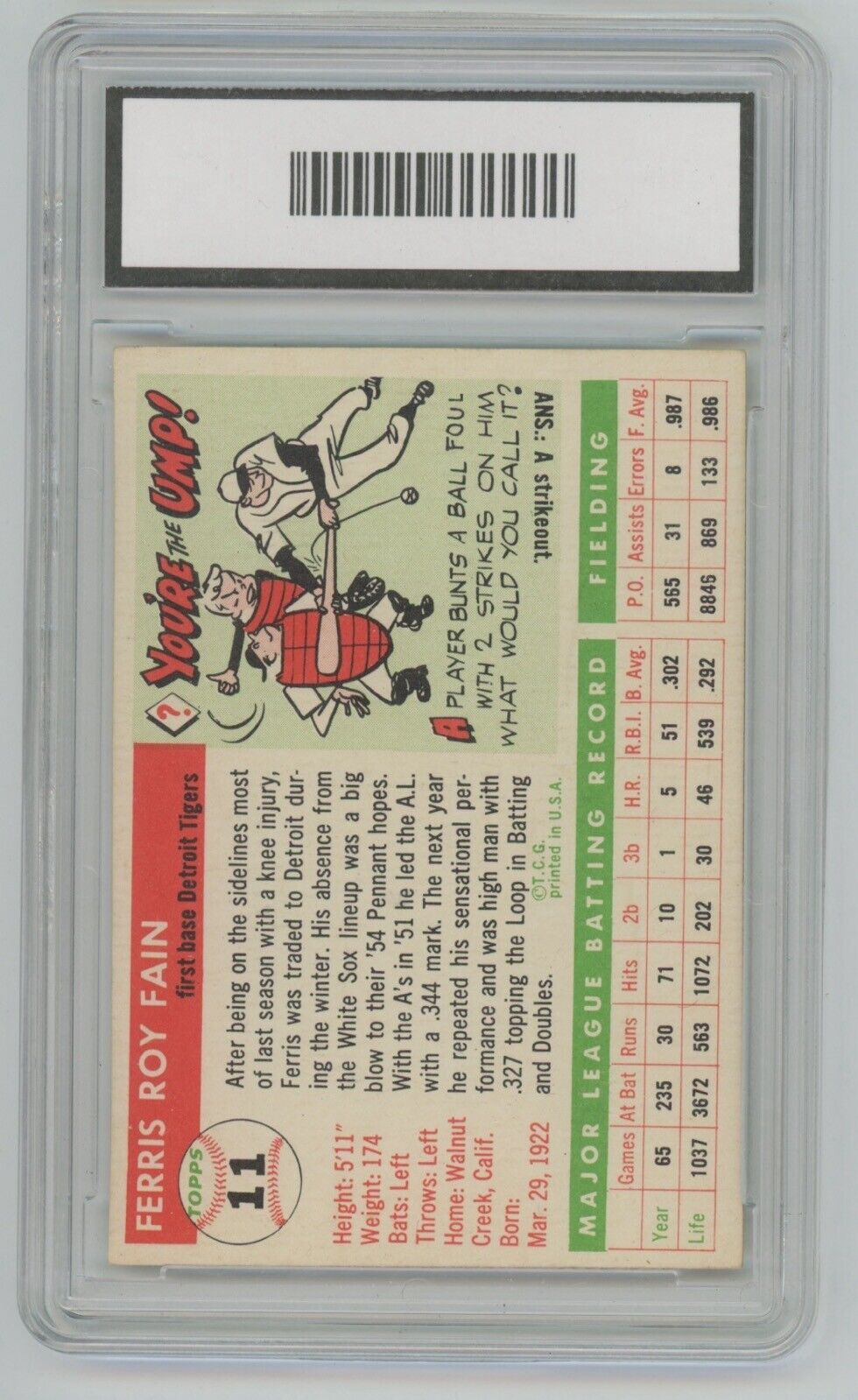 Ferris Fain 1955 Topps #11 • GMA 5 EX