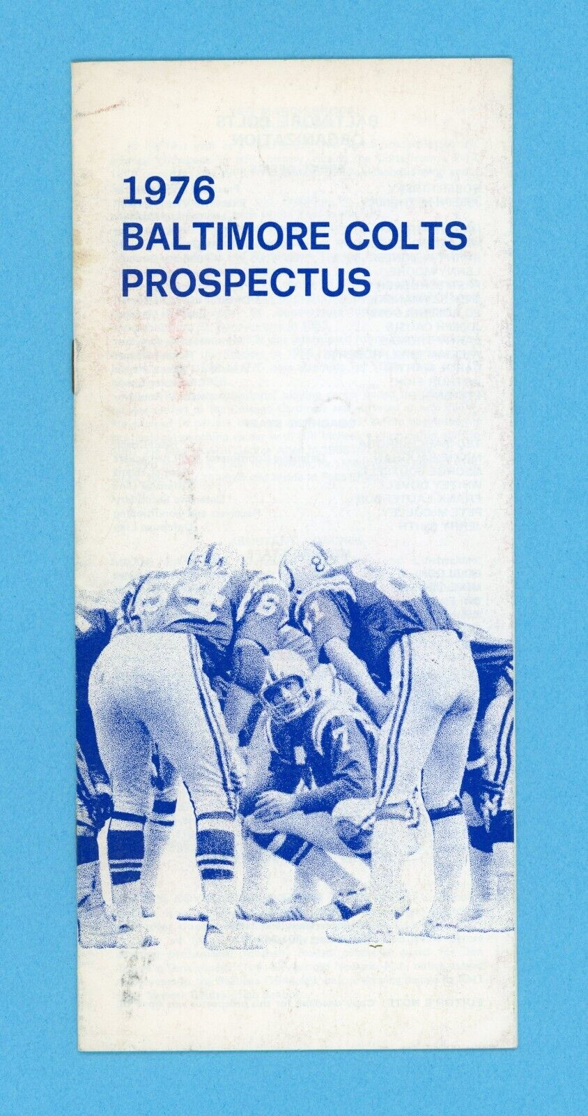 1976 Baltimore Colts Prospectus Booklet Bert Jones in Huddle on cover