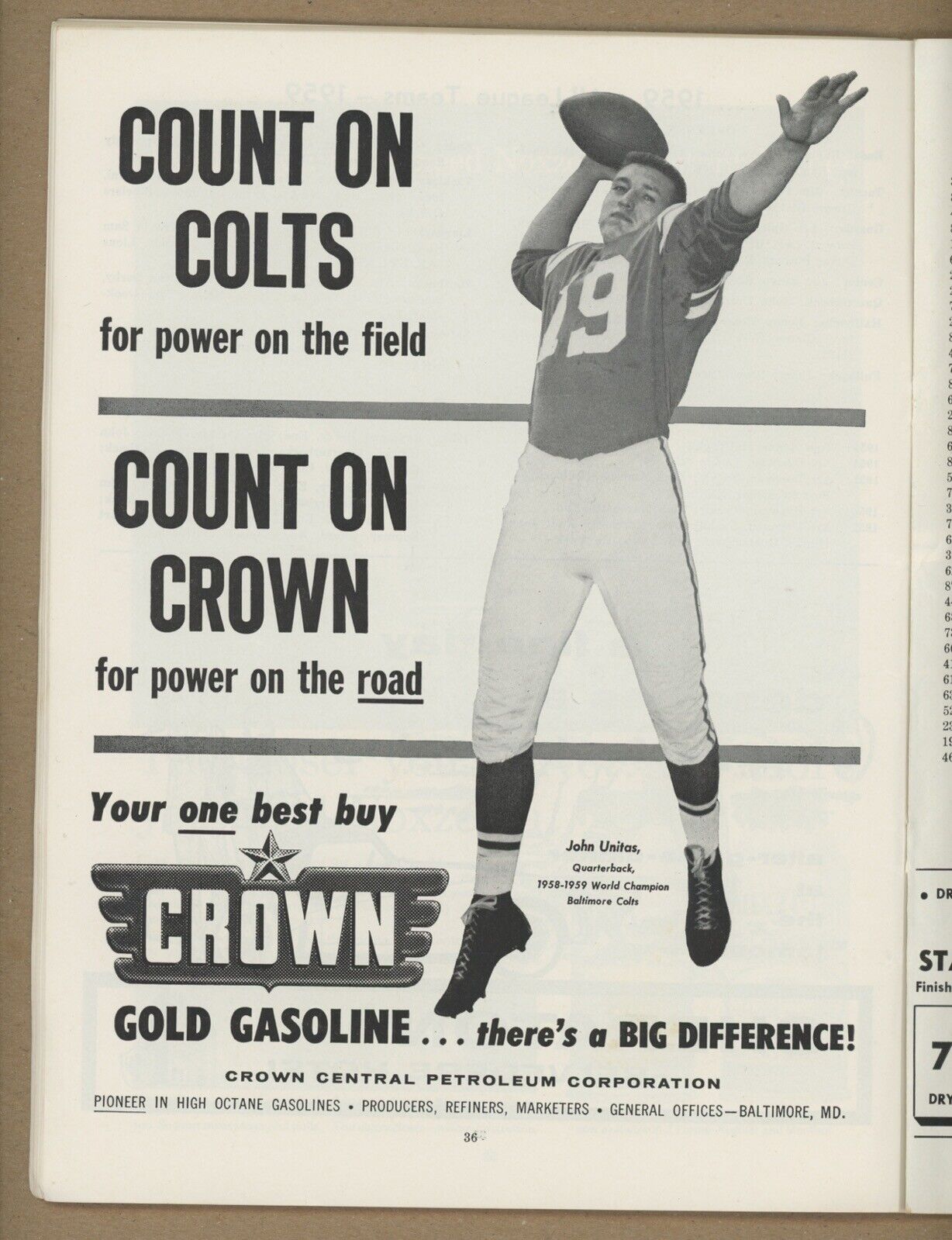 10/16/60 Los Angeles Rams vs Baltimore Colts Program