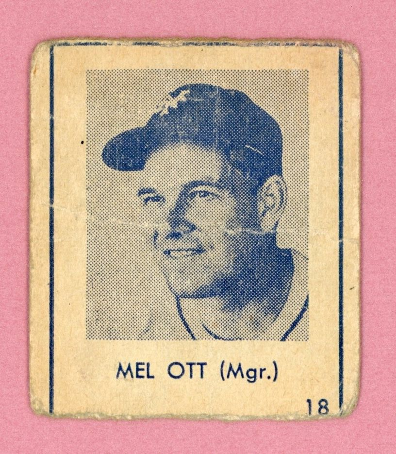 1948 Blue Tint #18 Mel Ott New York Giants Baseball Card Low Grade No Team Vari