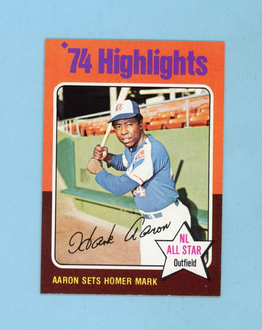 1975 Topps #1 Hank Aaron 1974 Highlights Atlanta Braves Baseball Card NM