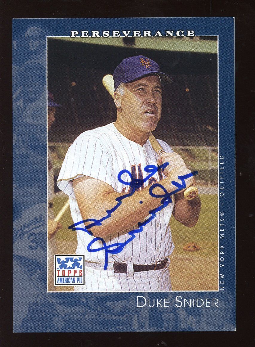 2002 Topps Perserverance Baseball Card  Duke Snider Mets Autographed Hologram