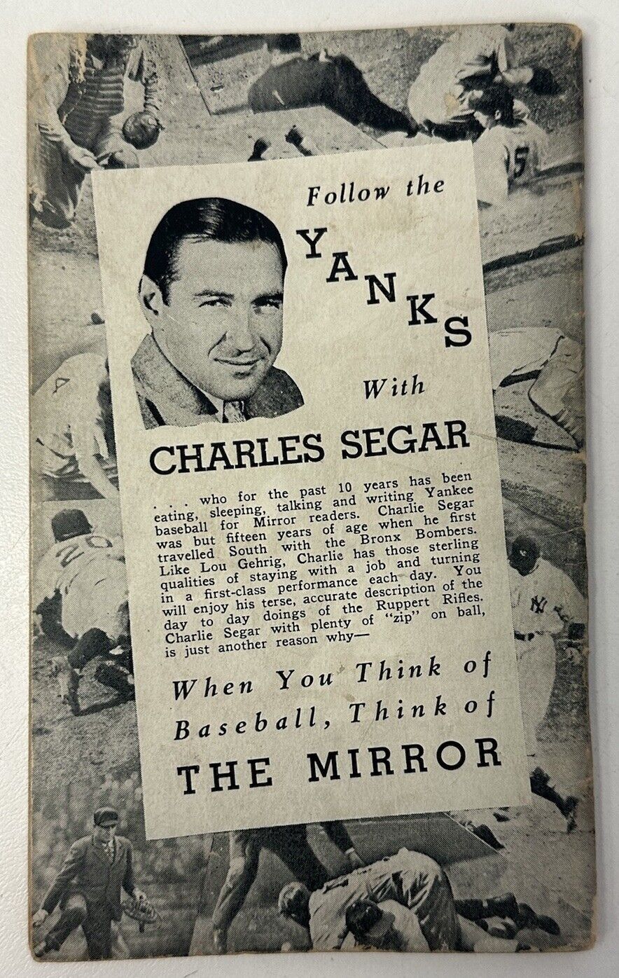 1937 New York Mirror Yankees Guide by Charles Segar w/ Ruth Gehrig DiMaggio RARE