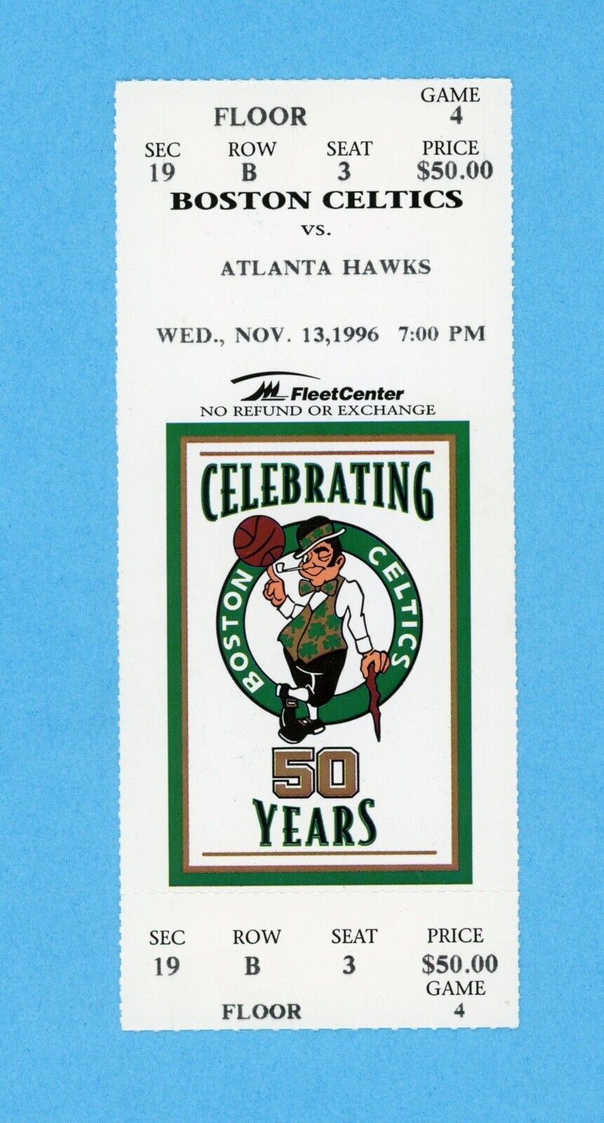 Boston Celtics Full Ticket • November 13, 1996 vs Atlanta Hawks