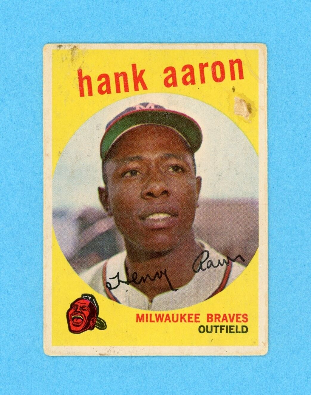 1959 Topps #380 Hank Aaron Milwaukee Braves Baseball Card Low Grade