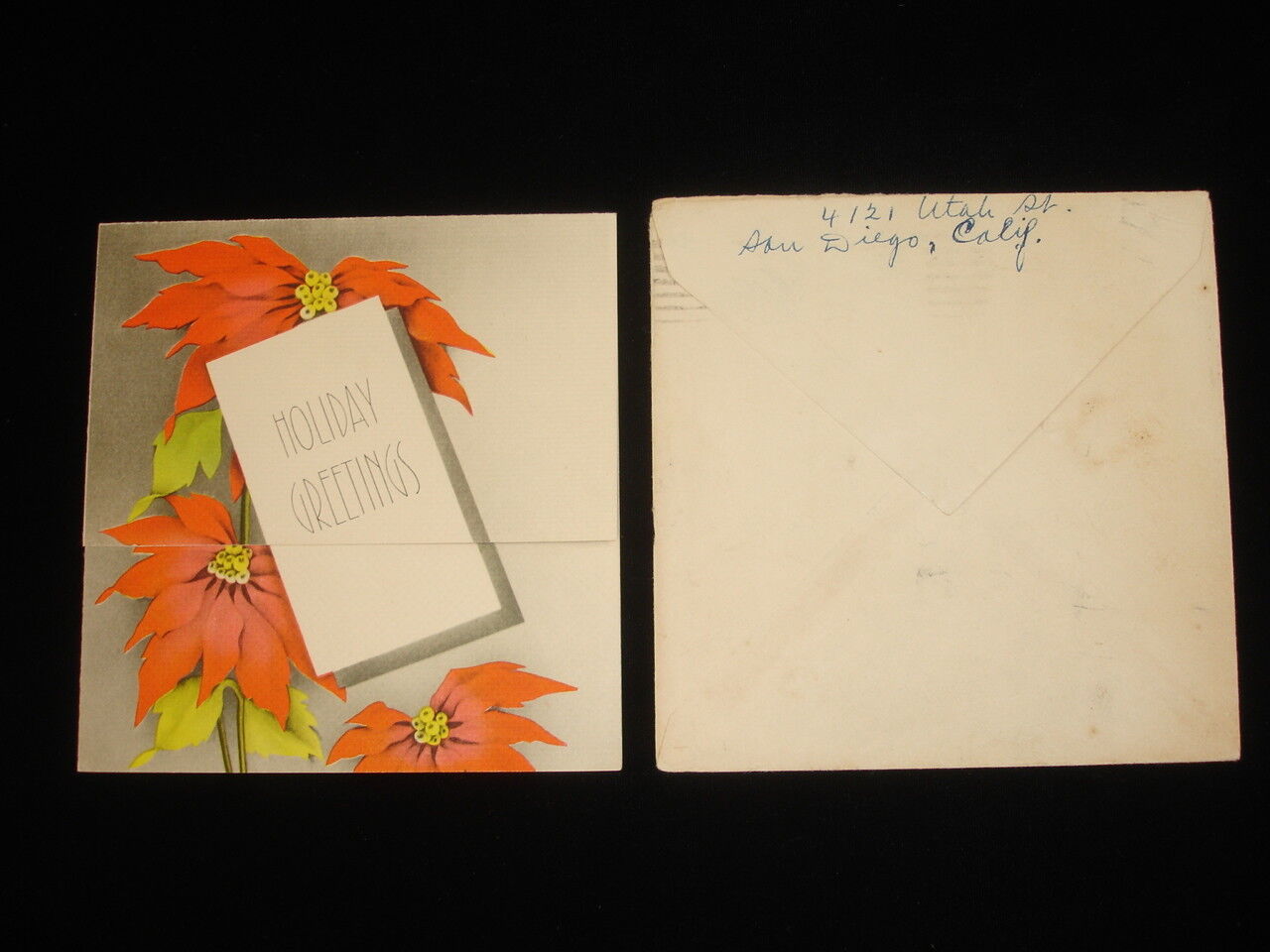 Original 1937 Ted Williams Christmas Card Postmarked from San Diego California