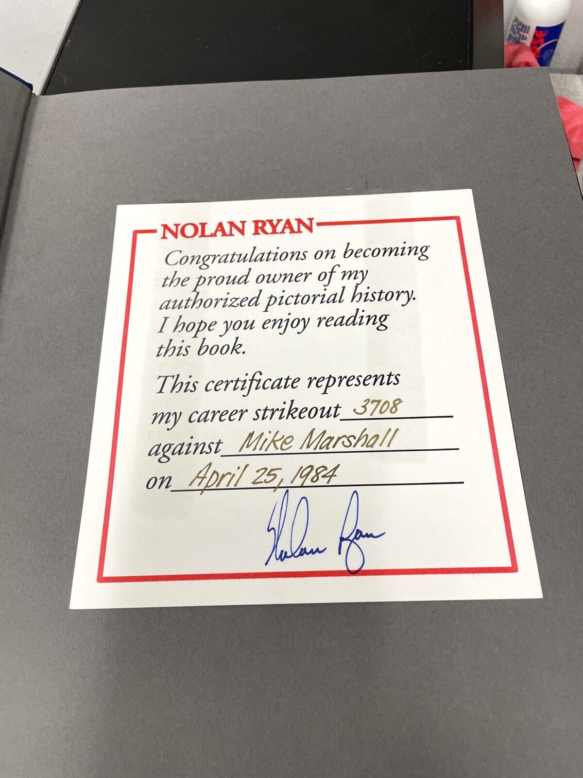 Nolan Ryan Signed Book • Authorized Pictorial History • Auto w COA