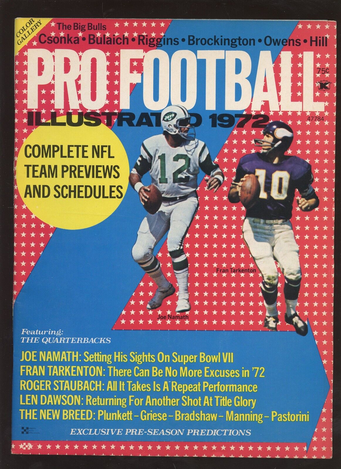 1972 Pro Football Illustrated Magazine Joe Namath Cover EXMT+