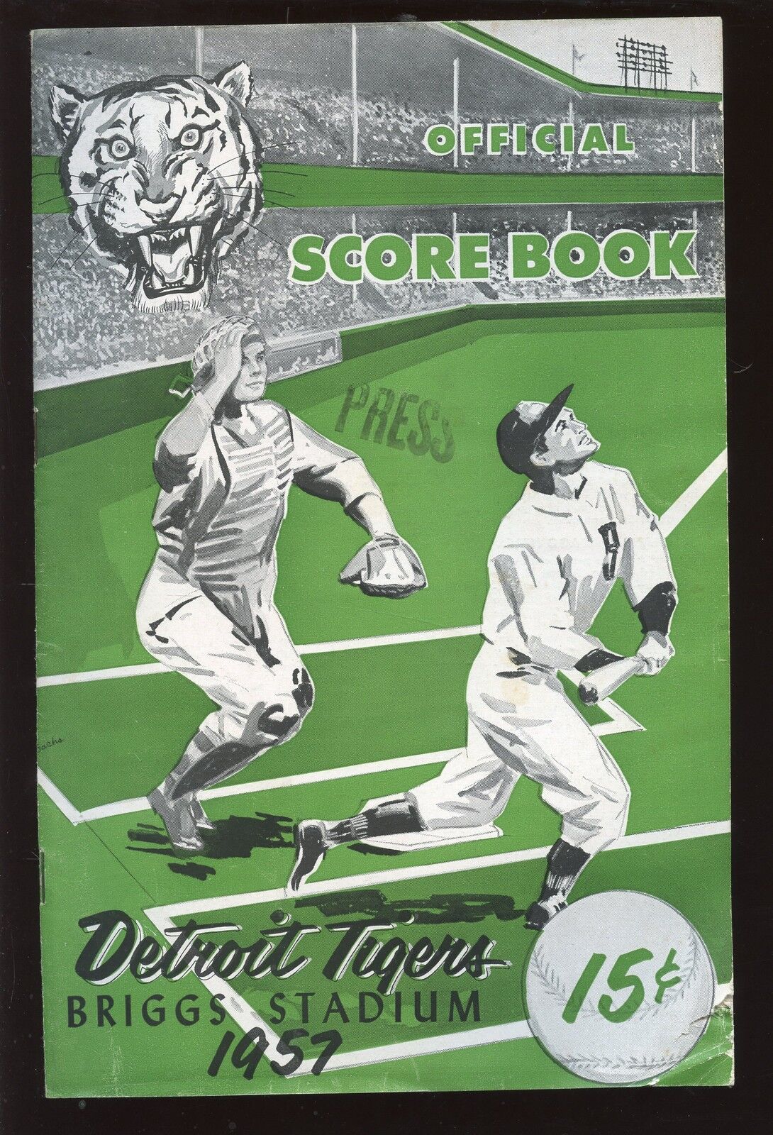 1957 MLB Baseball Scorebook Chicago White Sox at Detroit Tigers EX