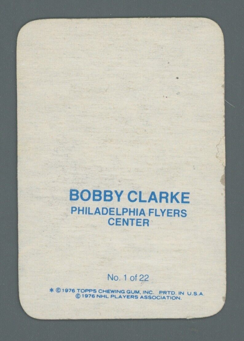 Bobby Clarke Signed 1976-77 Topps Glossy Card #1 Auto with B&E Hologram