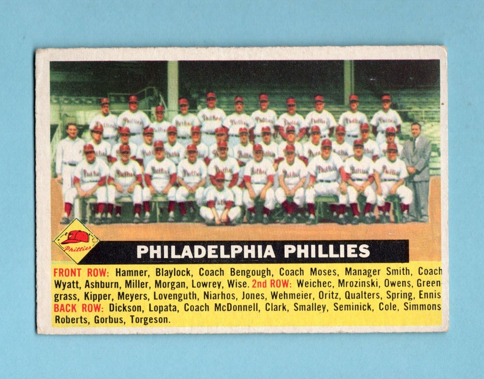 1956 Topps #72 Philadelphia Phillies Team Baseball Card EX