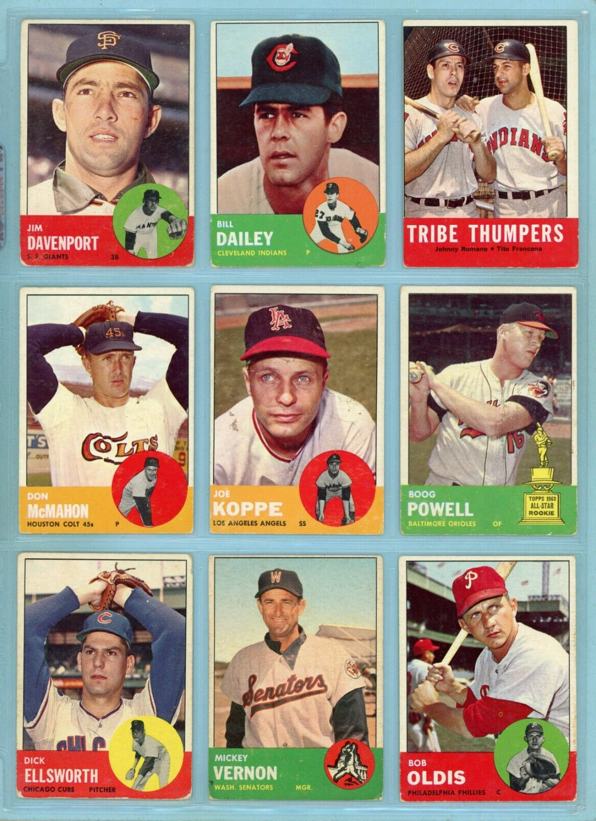 1963 Topps Starter Set Lot of 395 Different Baseball Cards Vg - Vg+