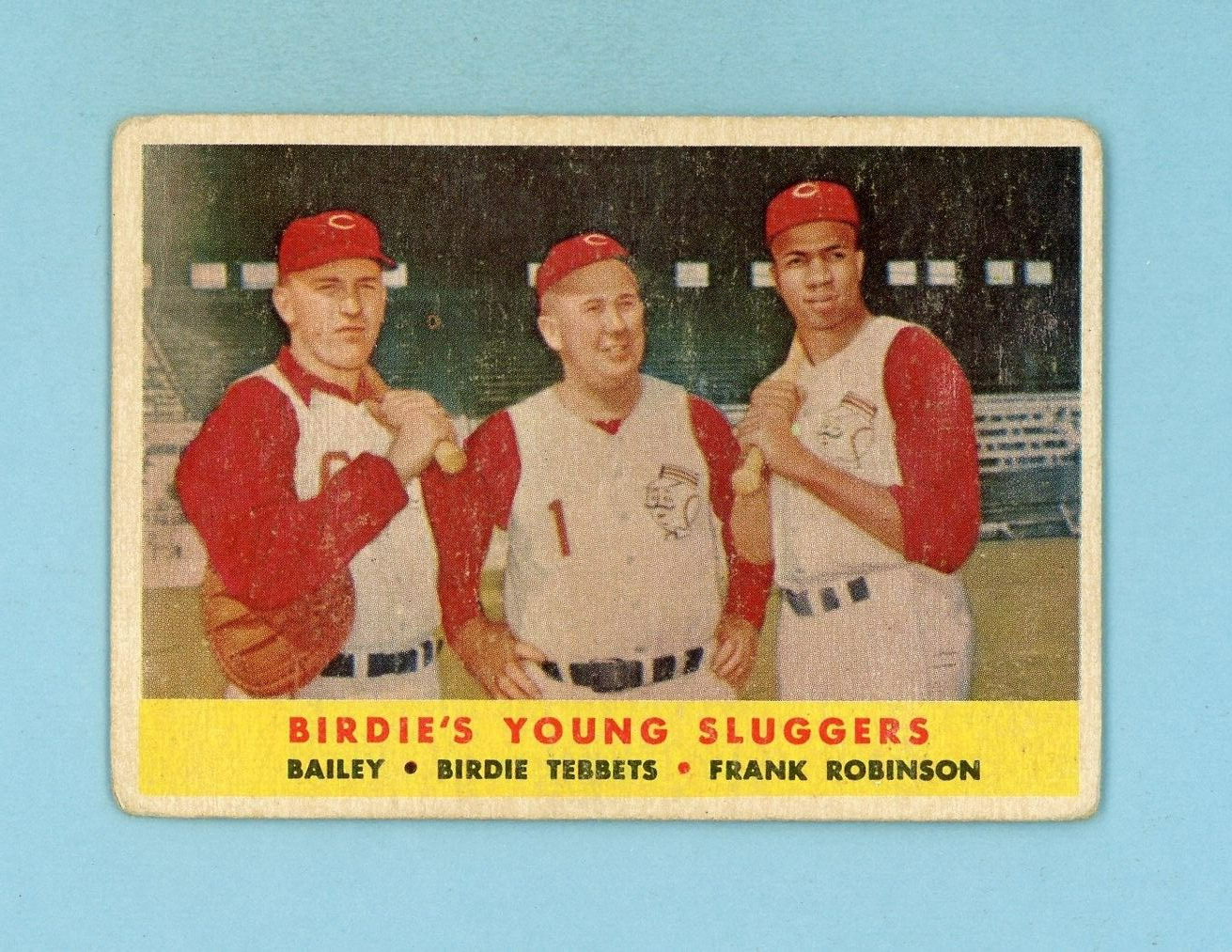 1958 Topps #386 Birdies Young Sluggers Frank Robinson Cinn Reds Baseball Card LG