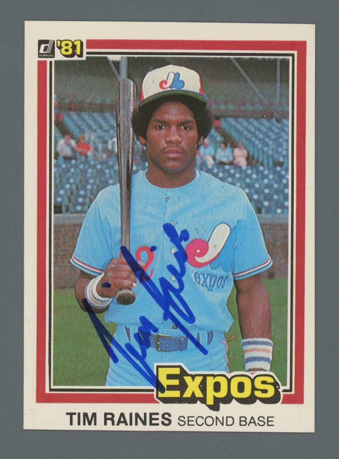 Tim Raines Signed 1981 Donruss Rookie Card #538 Auto with B&E Hologram