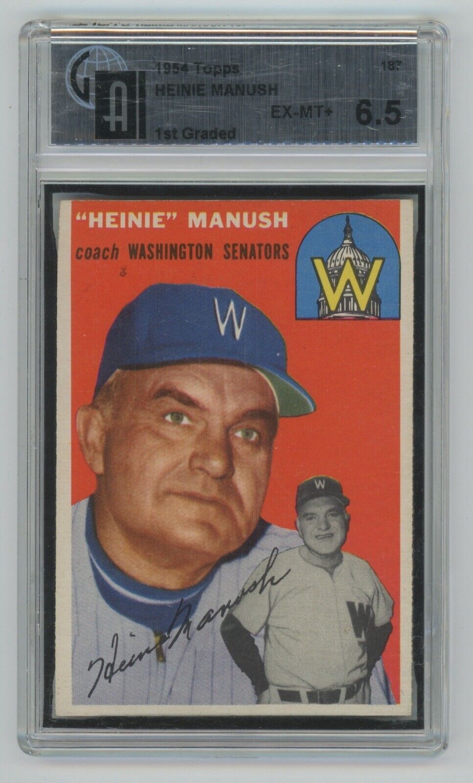 Heinie Manush 1954 Topps #187 • GAI 6.5 EX-MT