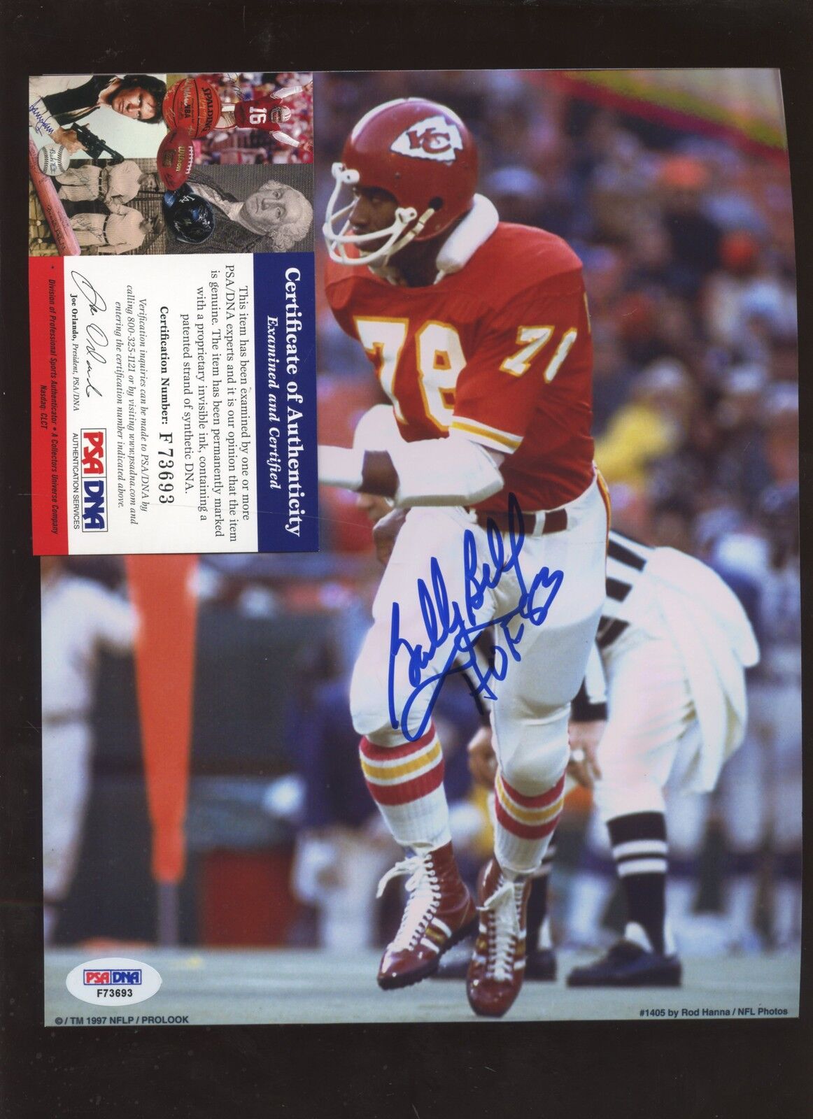 Bobby Bell HOF 83 Kansas City Chiefs Autographed 8 X 10 Photo PSA/DNA