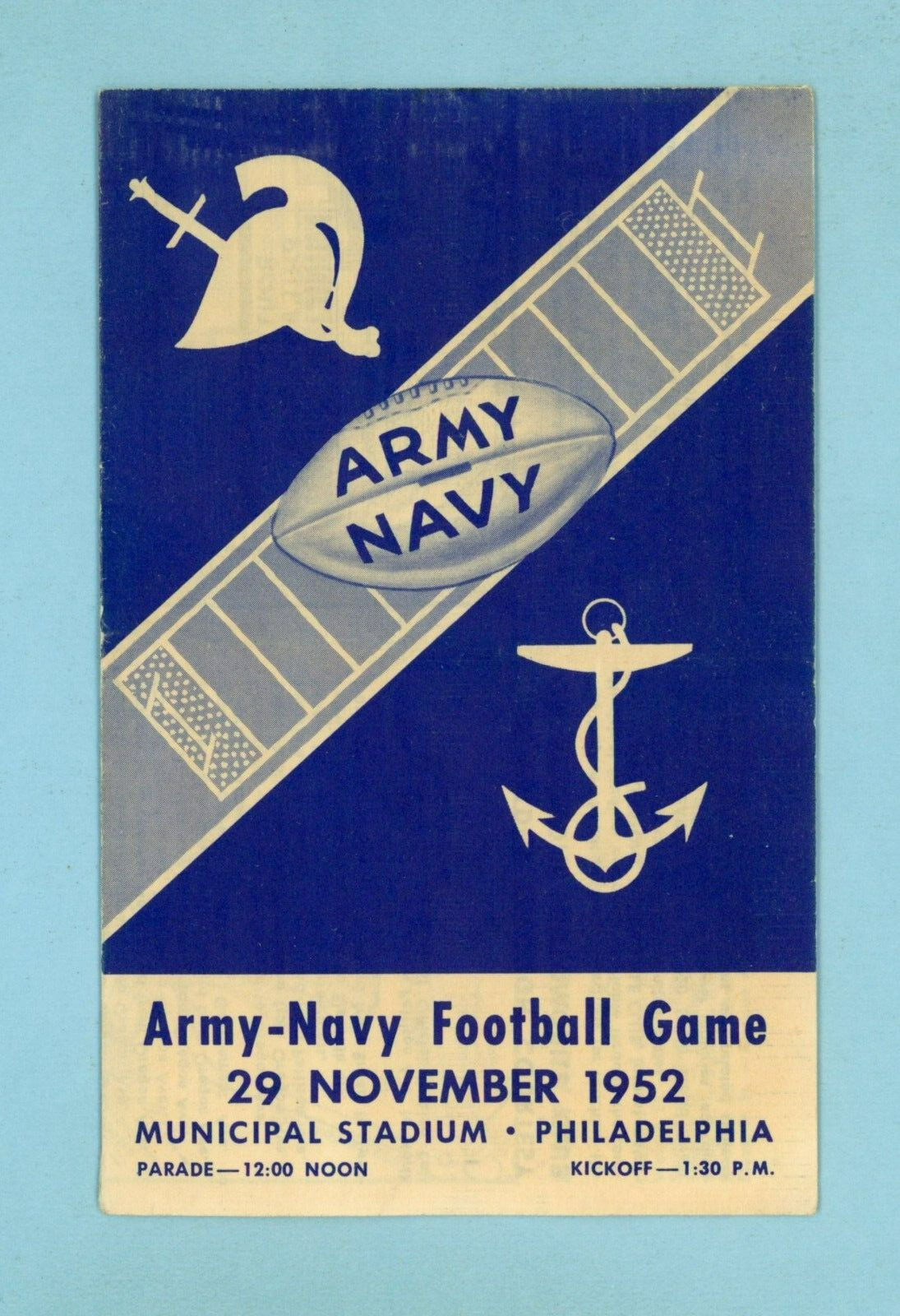 November 29, 1952 Army vs Navy Football Game Itinerary Pamphlet