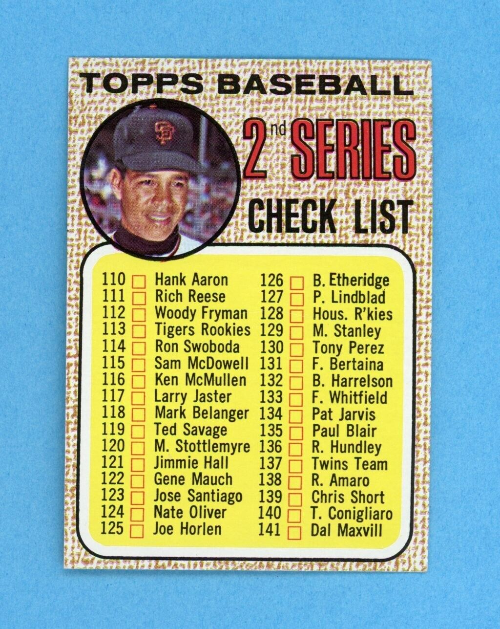 1968 Topps #107 2nd Series Checklist Juan Marichal Baseball Card NM unchecked