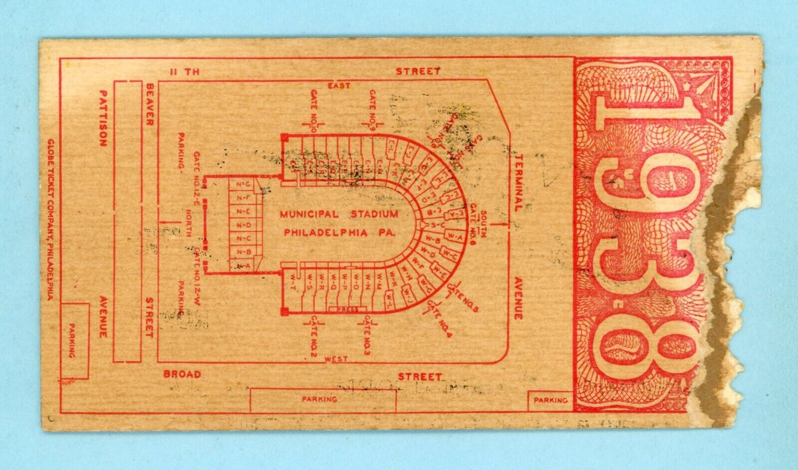 November 26, 1938 Army vs Navy at Municipal Stadium Philadelphia Ticket Stub 