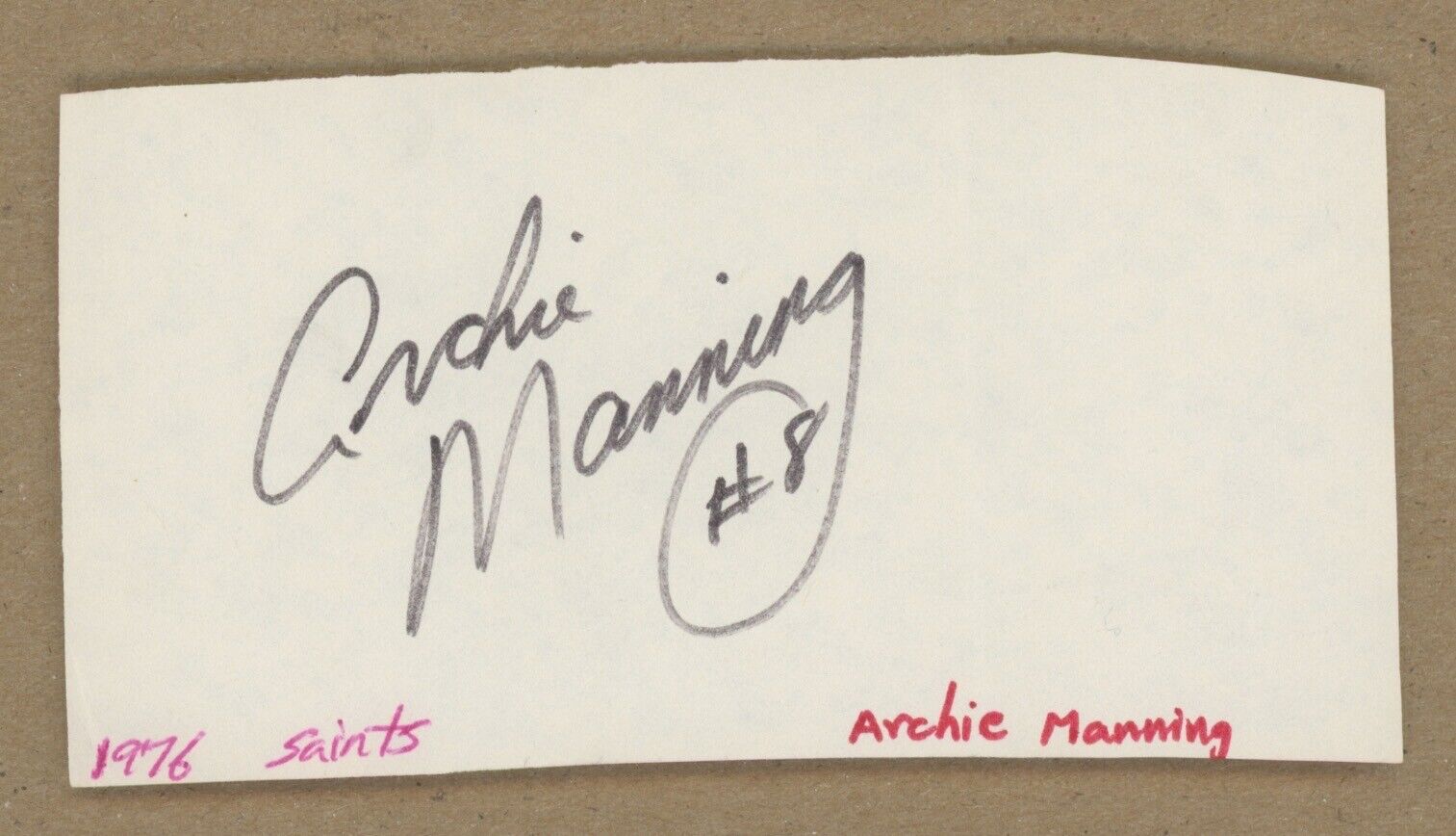 Archie Manning Signed Paper Cut Auto with B&E Hologram