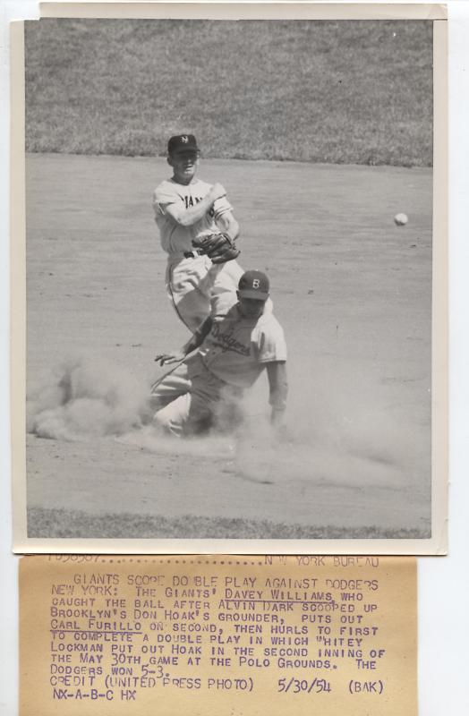 Original 1954 Carl Furillo Brooklyn Dodgers Wire Photo