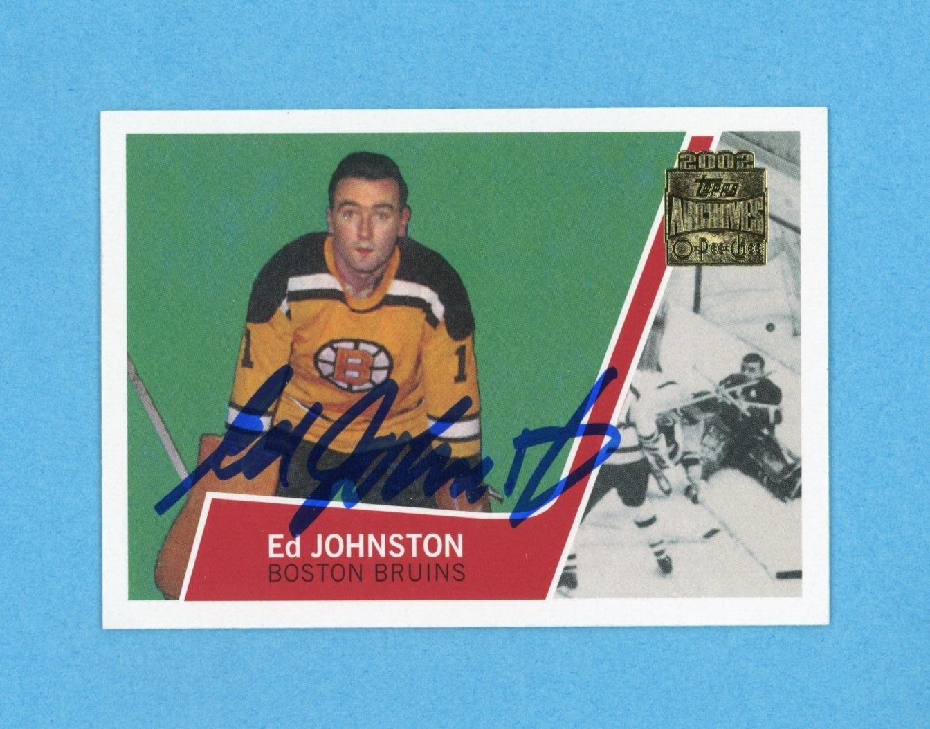 Ed Johnston 2001-02 Topps/OPC Archives #34 Autographed Hockey Card