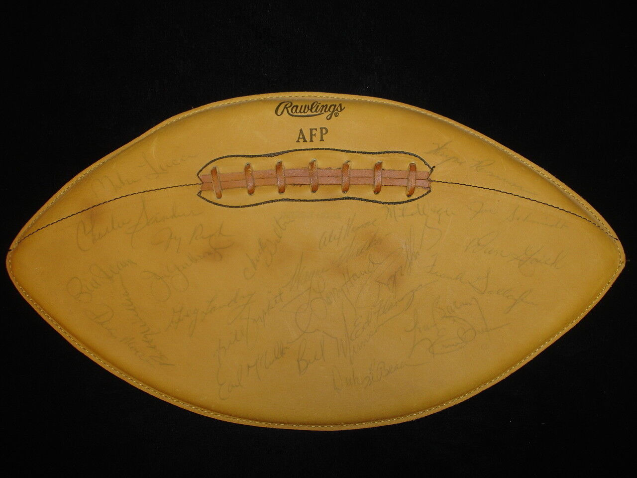 1969 Detroit Lions Autographed Flat Football Display - 25 Signatures - LOA