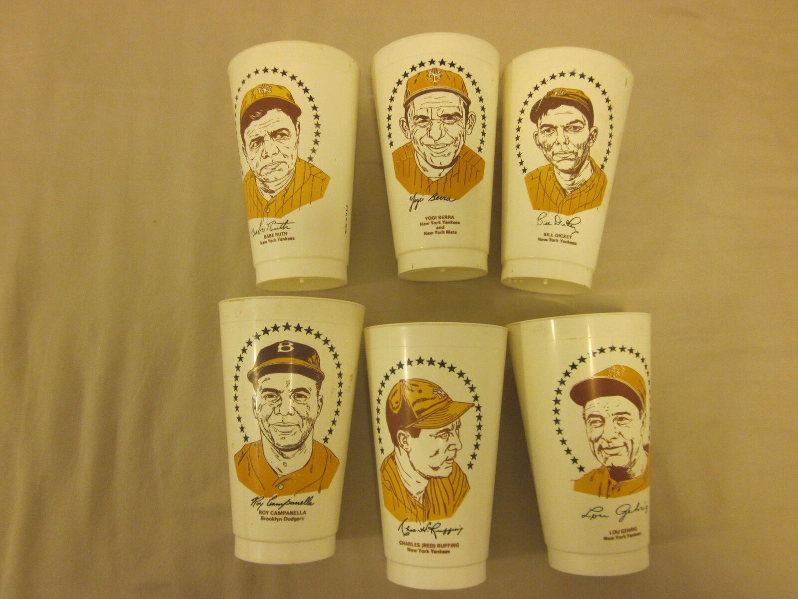 1970's 7-11 Hall Of Fame Baseball Cups 6 Different 