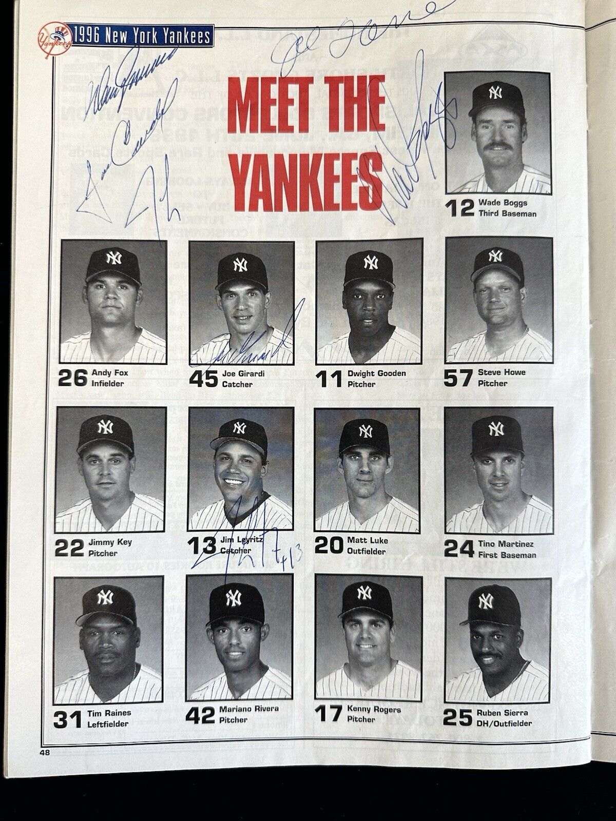 April 24 1996 Yankees Baseball Program vs Indians SIGNED by Derek Jeter +22 more