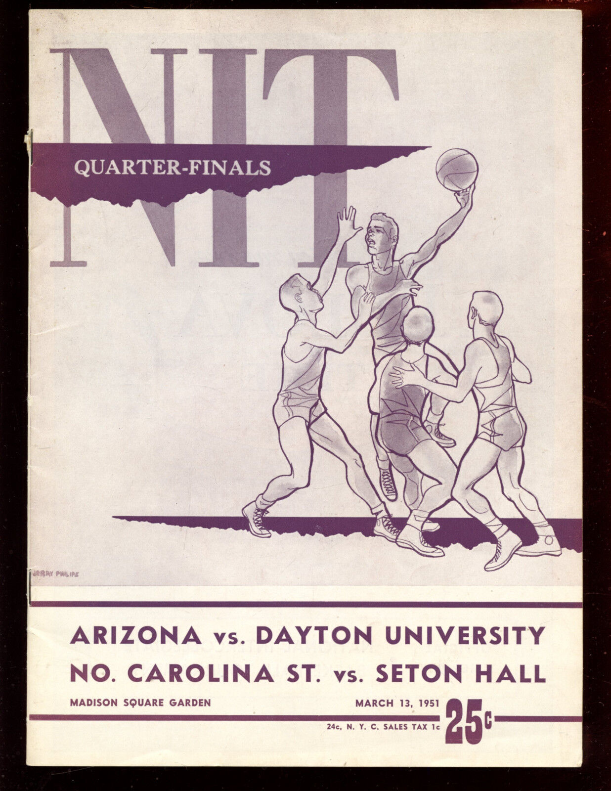 1951 NCAA Basketball NIT Program Arizona Dayton N. Carolina St Seton Hall EX+