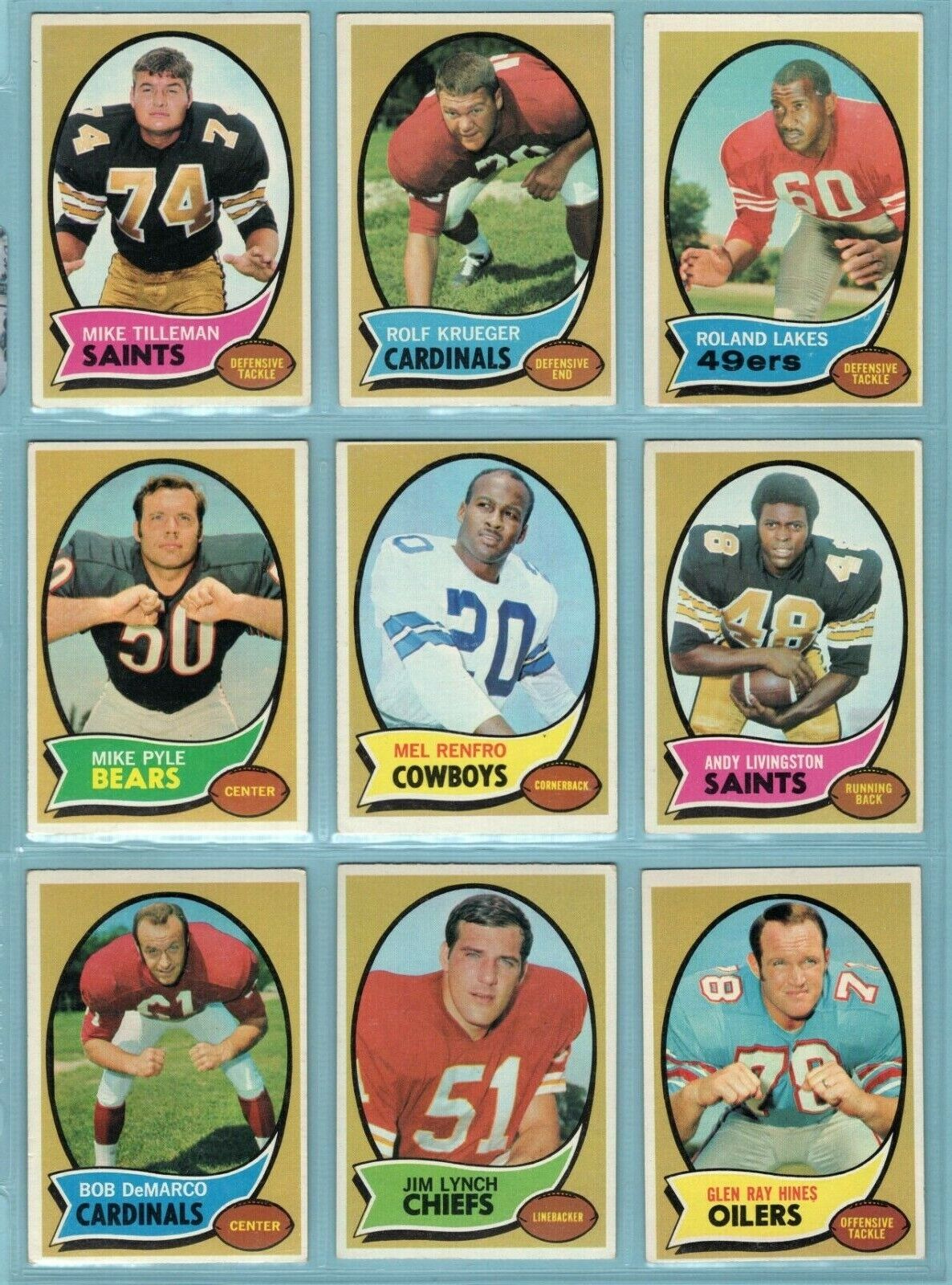 1970 Topps Starter Set Lot of 81 Different Football Cards EX