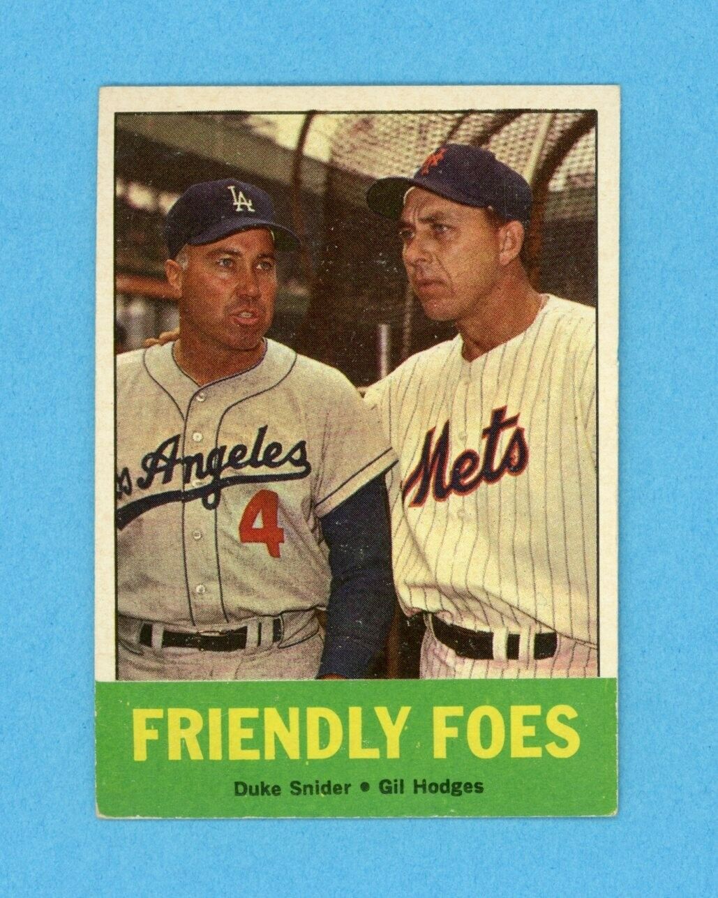 1963 Topps #68 Friendly Foes Duke Snider, Gil Hodges Baseball Card EX - EX+