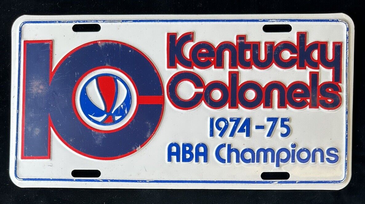 Vintage 1974-75 ABA Champions Kentucky Colonels 6x12” Metal License Plate