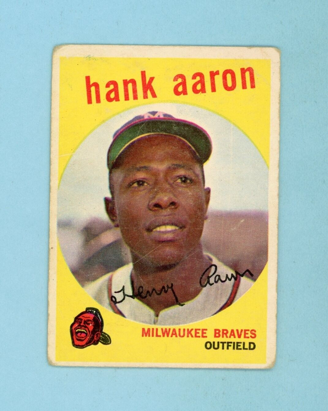 1959 Topps #380 Hank Aaron Milwaukee Braves Baseball Card G - VG