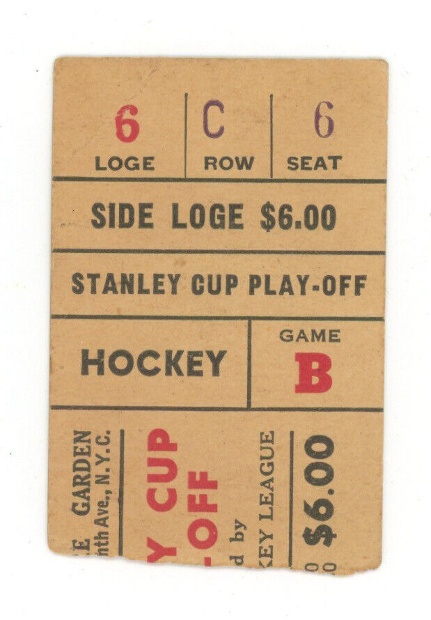 3/30/48 Stanley Cup Playoff Ticket Stub • NY Rangers vs Detroit Red Wings