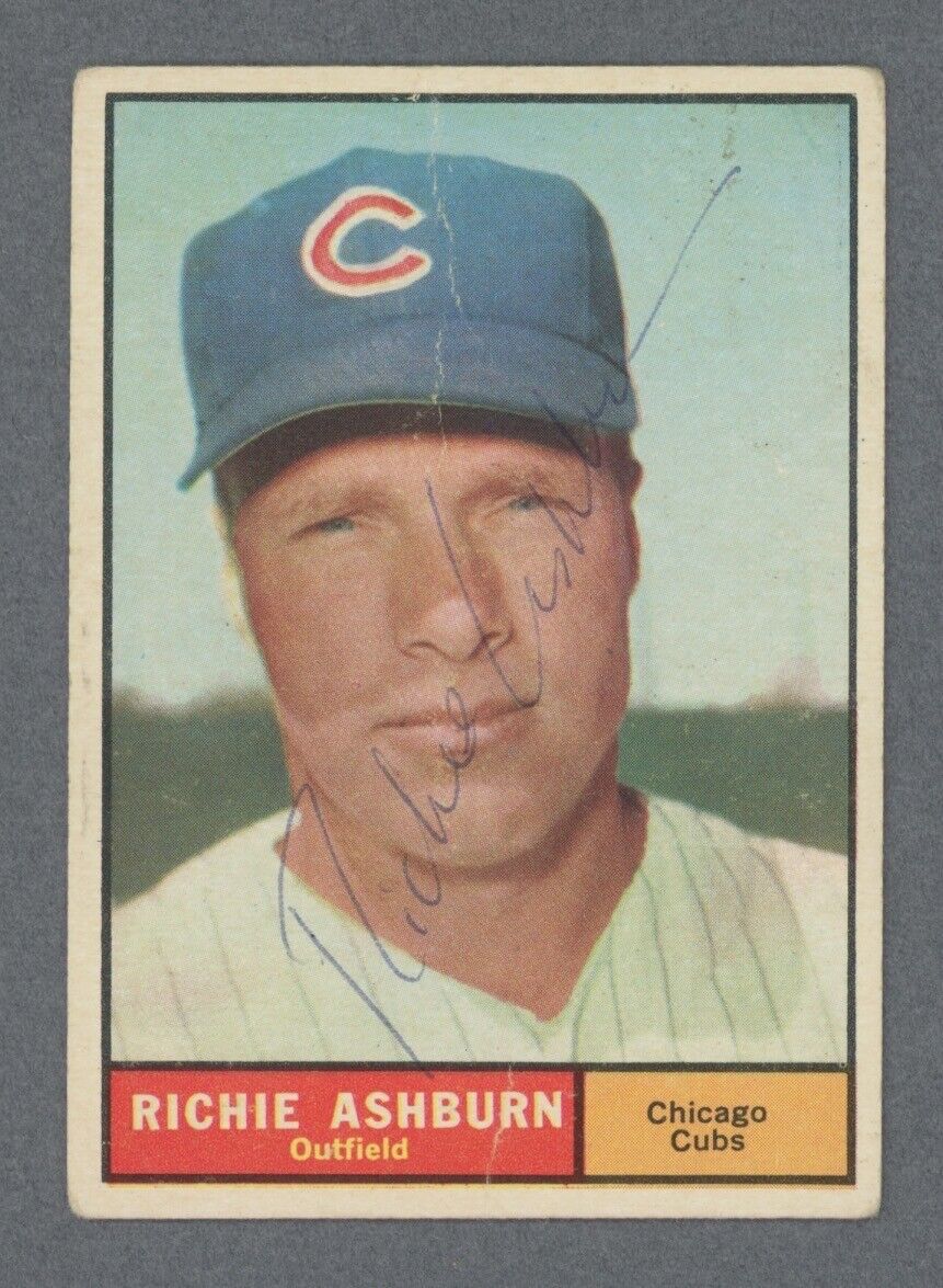 Richie Ashburn Signed 1961 Topps Card #88 Auto with B&E Hologram