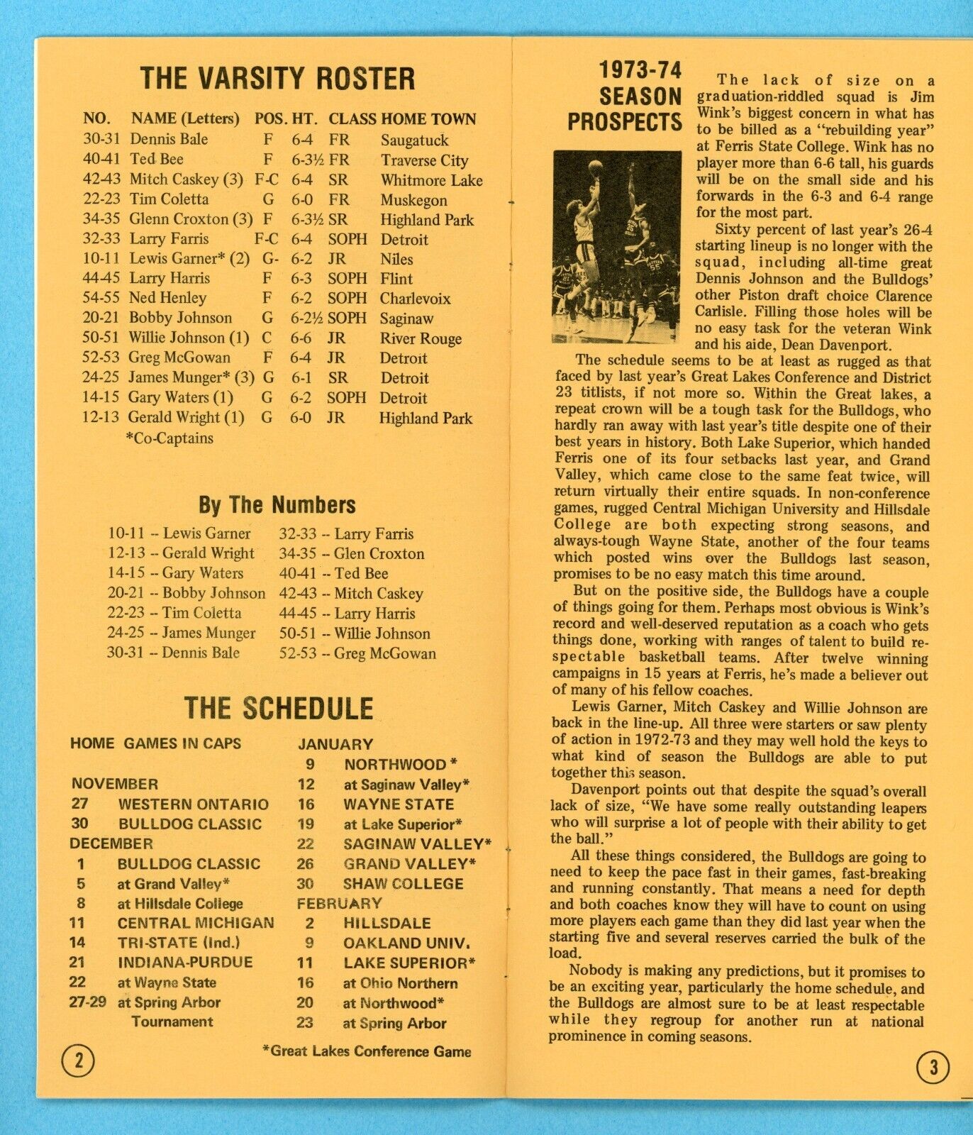 1973-74 Ferris State College Basketball Press Guide / Media Guide